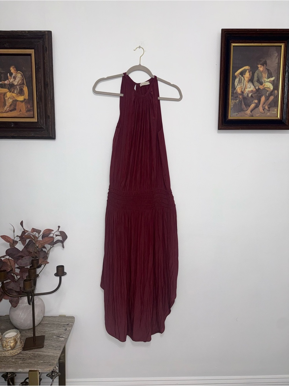 Ramy Brook Wine Red Halter Midi Dress
